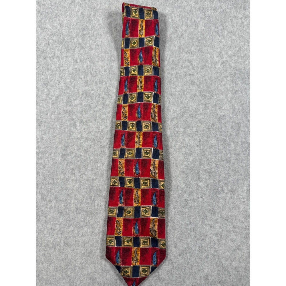 Robert Talbott Studio H. Stockton Mens Red Silk Paisley Geometric Necktie USA
